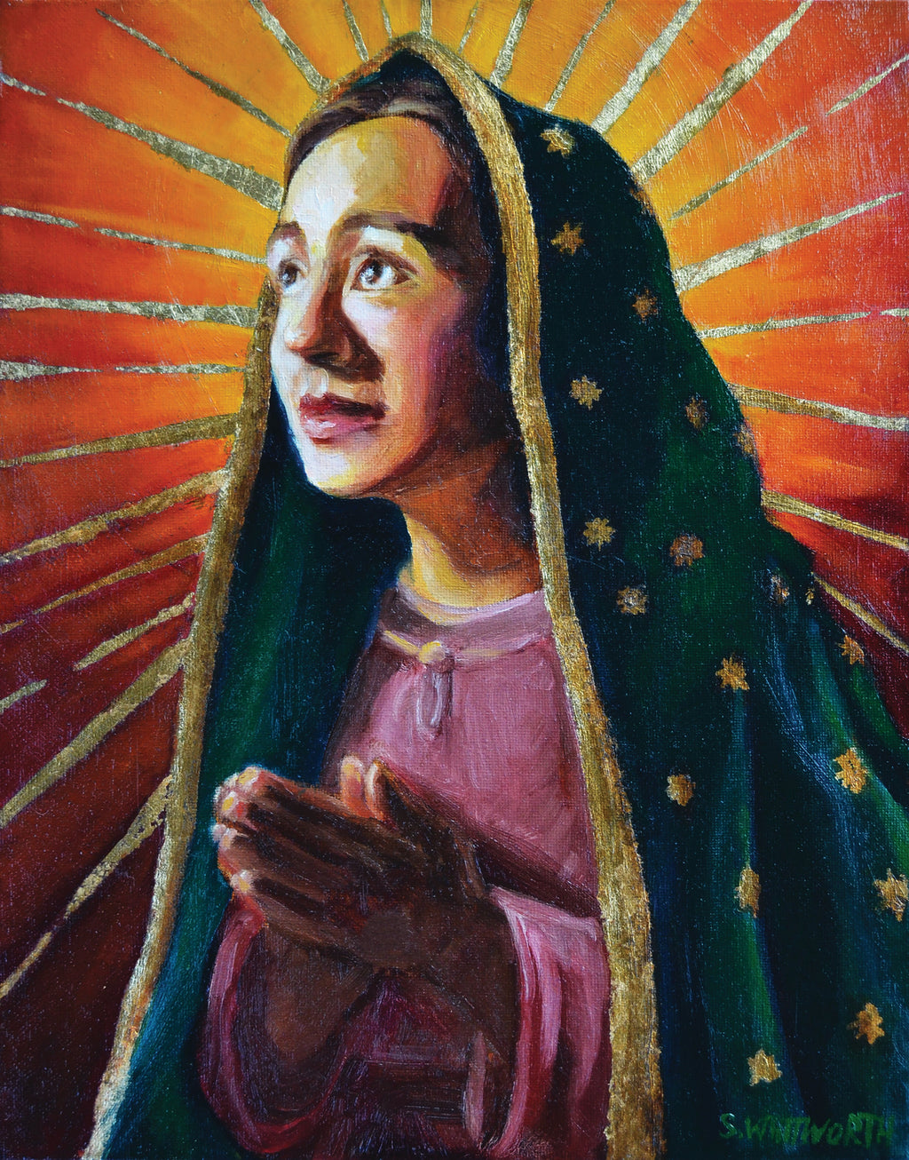Nuestra Señora de Guadalupe original oil painting by S. K. Whitworth