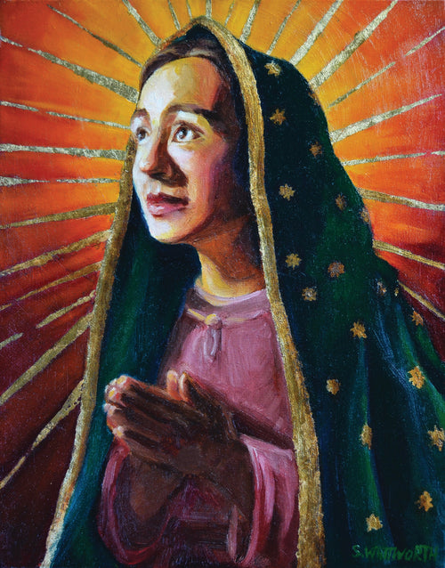 Nuestra Señora de Guadalupe original oil painting by S. K. Whitworth