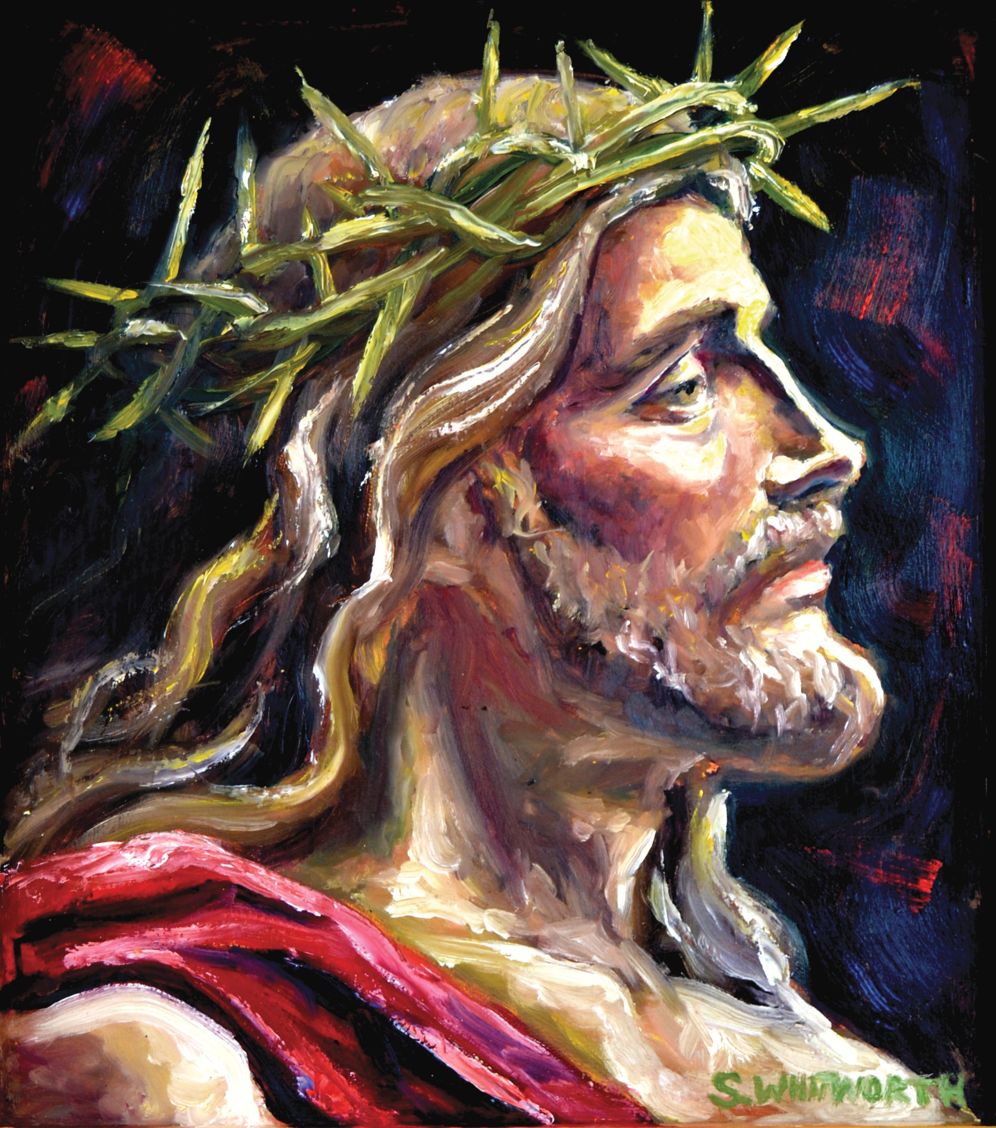 Rex Iudeareom — Christ with the Crown of Thorns, sacred art print by S. K. Whitworth
