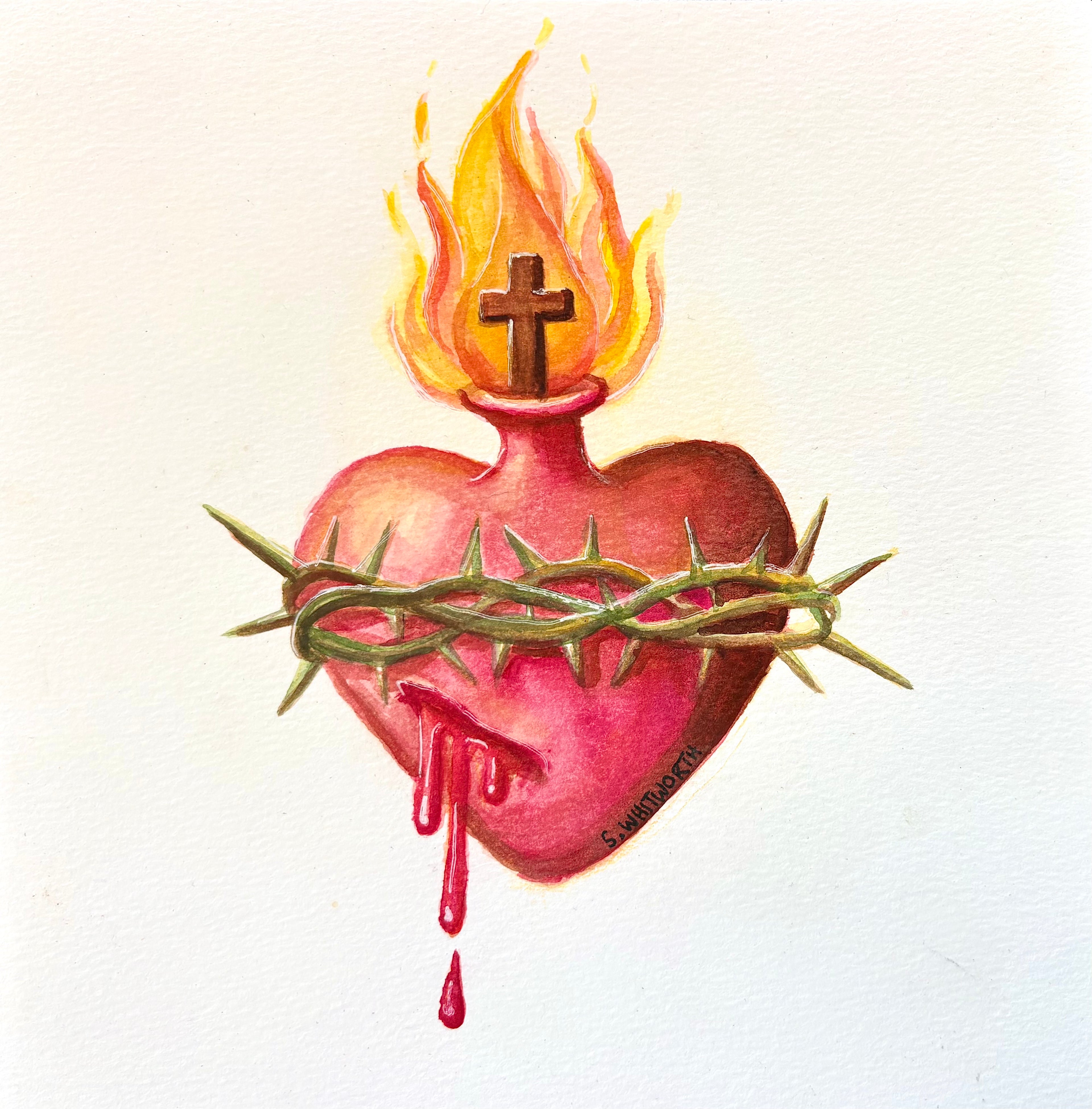Sacred Heart of Jesus — Original Watercolor Painting